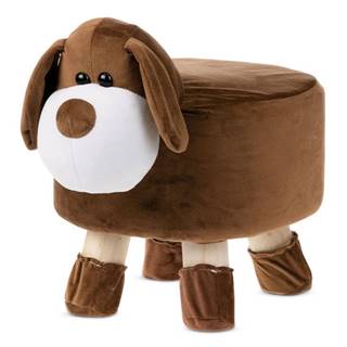 Taburet - pes, hnědá látka, dřevěné nohy LA2001