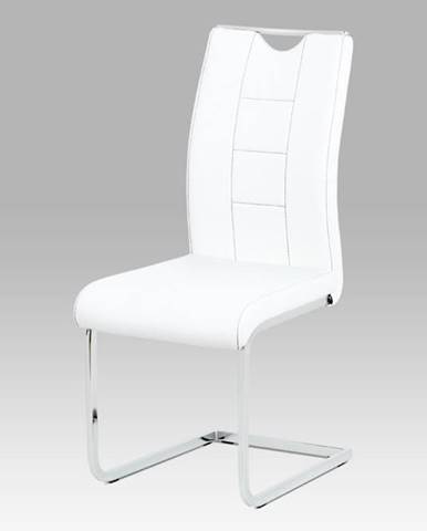 Jídelní židle DCL-411 WT, bílá koženka/chrom