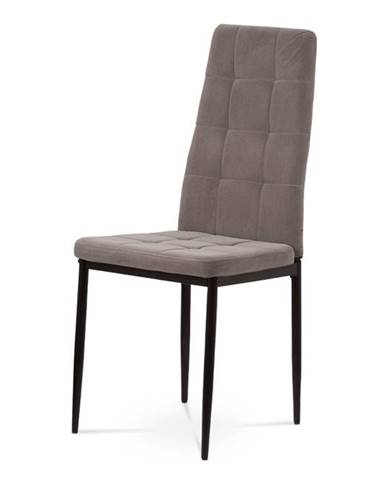 Jídelní židle, lanýžová sametová látka, kovová čtyřnohá podnož, černý matný lak DCL-395 LAN4