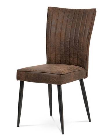 Jídelní židle, látka hnědá, broušený kov antik HC-323 COF3