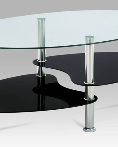 Konferenční stolek GCT-302 GBK1, čiré sklo/černé sklo/leštěný nerez
