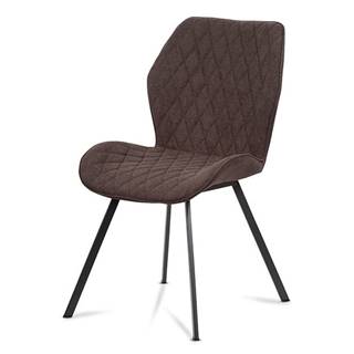 Jídelní židle, hnědá látka, kovová čtyřnohá podnož, antracitový matný lak AC-1121 BR2