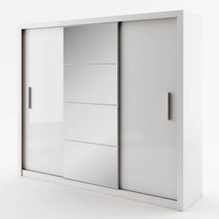 Šatní skříň IDEA 250 cm bílá se zrcadlem