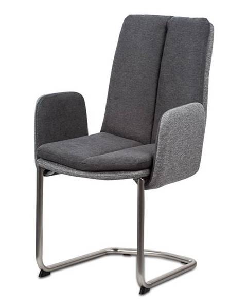 Smartshop Jídelní židle, látka světle / tmavě šedá, kovová pohupová podnož, broušený nikl HC-042 GREY2