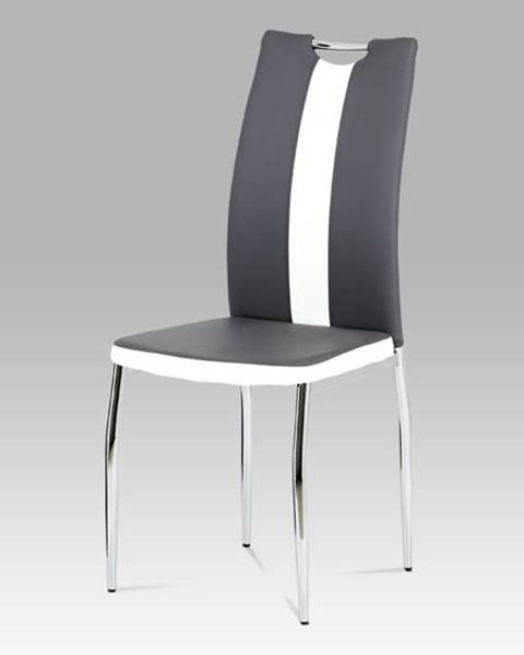 Smartshop Jídelní židle AC-2202 GREY, koženka šedá+bílá/chrom