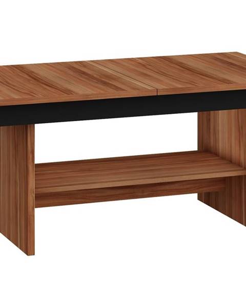 MORAVIA FLAT Konferenční stolek DALLAS rozkládací LESK, barva: švestka wallis/černý lesk