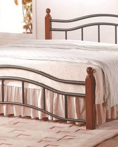 CALABRIA, postel 180x200 s roštem, třešeň antická, kov/masiv