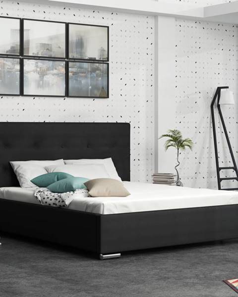 Smartshop Čalouněná postel SOFIE 1 140x200 cm, černá látka