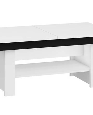 Konferenční stolek MEXICO rozkládací LESK, barva: bílá/černý lesk