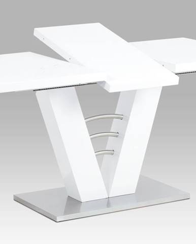 Rozkládací stůl  HT-510 WT, bílý lesk/broušený nerez