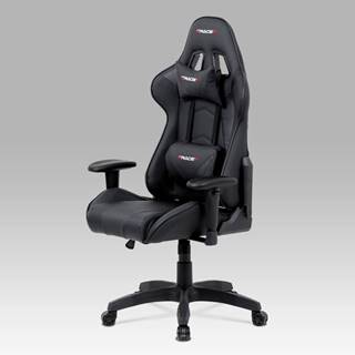 Kancelářská židle KA-F03 BK, černá koženka/černá látka