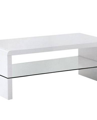 KONTEX konferenční stolek, bílý lesk/sklo