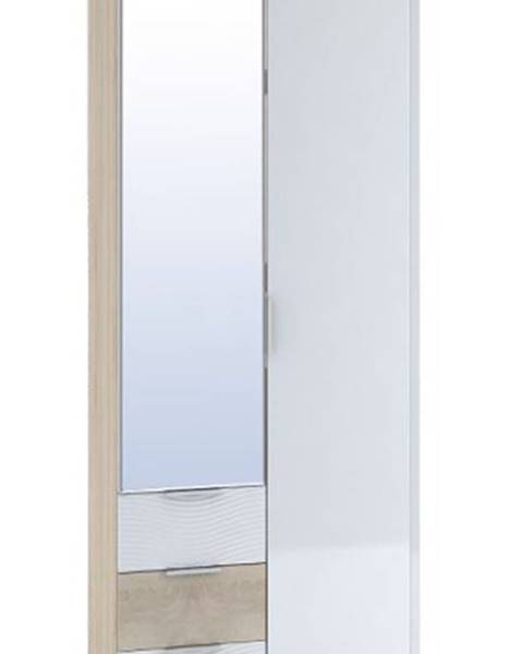 Smartshop Šatní skříň 2-dveřová TERRA, sonoma/bílý lesk (TERRA SK822-D4 SKŘÍŇ 2D3S+ZRC.45 son+bílý lesk3D)
