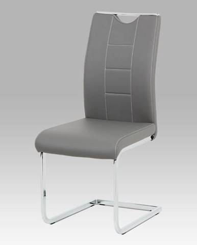 Jídelní židle DCL-411 GREY, šedá koženka/chrom