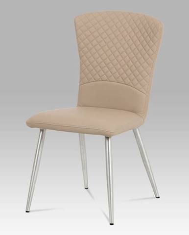 Jídelní židle HC-666 CAP, koženka cappuccino/broušený nerez