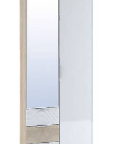 Šatní skříň 2-dveřová TERRA, sonoma/bílý lesk (TERRA SK822-D4 SKŘÍŇ 2D3S+ZRC.45 son+bílý lesk3D)