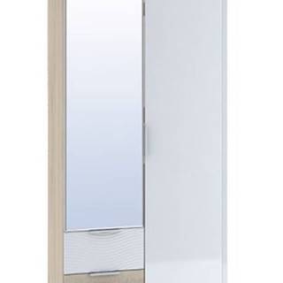 Šatní skříň 2-dveřová TERRA, sonoma/bílý lesk (TERRA SK822-D4 SKŘÍŇ 2D3S+ZRC.45 son+bílý lesk3D)