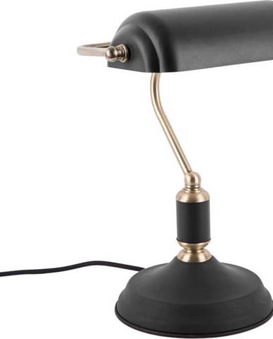 Černá stolní lampa s detaily ve zlaté barvě Leitmotiv Bank