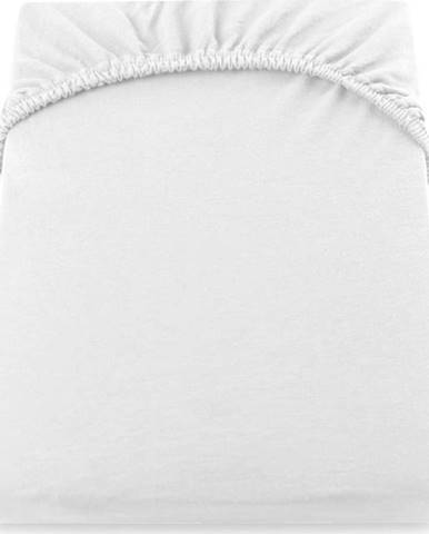 Bílé elastické džersejové prostěradlo DecoKing Amber Collection, 200/220 x 200 cm