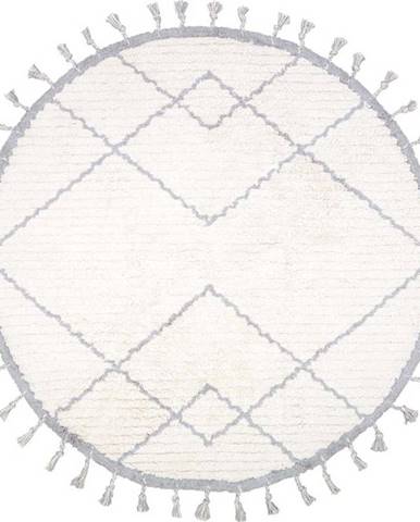 Bílo-šedý bavlněný ručně vyrobený koberec Nattiot Come, ø 120 cm