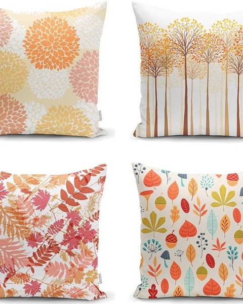 Minimalist Cushion Covers Sada 4 povlaků na polštáře Minimalist Cushion Covers Autumn Design, 45 x 45 cm