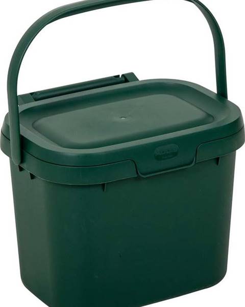 Addis Lahvově zelená nádoba na kompostovatelný odpad s víkem Addis, 24,5 x 18,5 x 19 cm