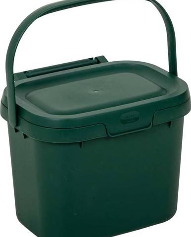 Lahvově zelená nádoba na kompostovatelný odpad s víkem Addis, 24,5 x 18,5 x 19 cm