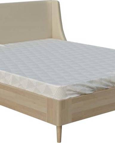 Béžová dvoulůžková postel ProSpánek Lagom Side Wood, 160 x 200 cm