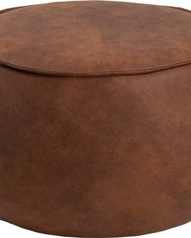 Koňakově hnědý puf z imitace kůže Actona Mie, ⌀ 60 cm
