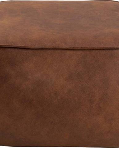 Koňakově hnědý puf z imitace kůže Actona Mie, 60 x 60 cm