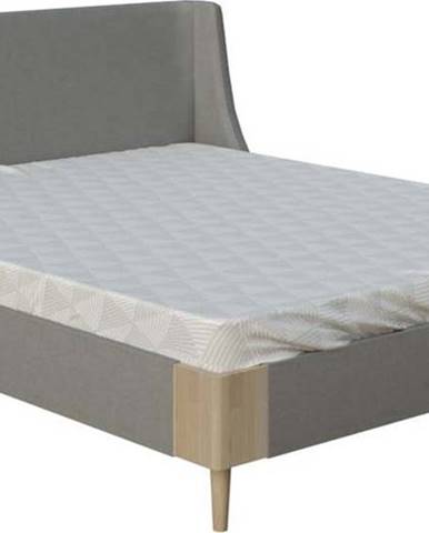 Šedá dvoulůžková postel ProSpánek Lagom Side Soft, 160 x 200 cm