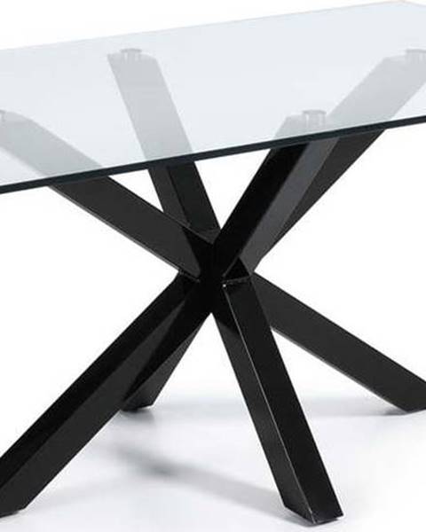 La Forma Jídelní stůl se skleněnou deskou Kave Home s černým podnožím, 160 x 90 cm