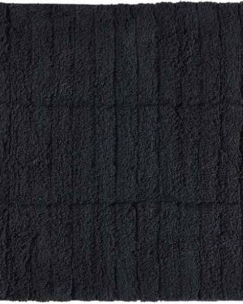 Černá bavlněná koupelnová předložka Zone Tiles, 50 x 80 cm