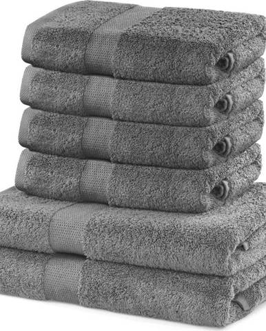 Set 2 bavlněných šedých osušek a 4 ručníků DecoKing Marina