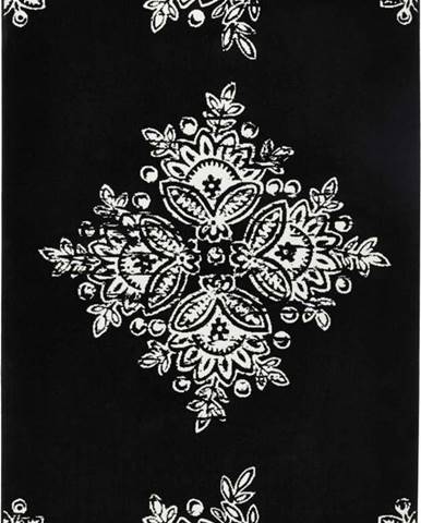 Černobílý koberec Hanse Home Gloria Blossom, 80 x 150 cm
