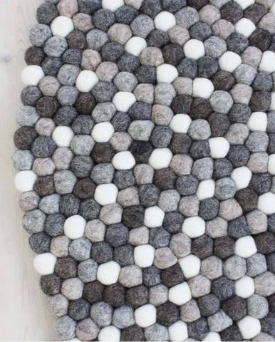Šedo-bílý kuličkový vlněný koberec Wooldot Ball Rugs, ⌀ 90 cm