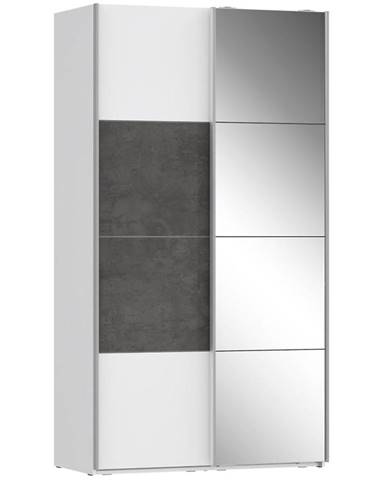 Skříň Olivia 120cm Bílá/Beton/Zrcadlo