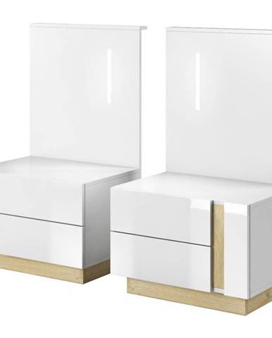 Noční stolek s osvětlením Arco O 2x Dub Grandson/Biał