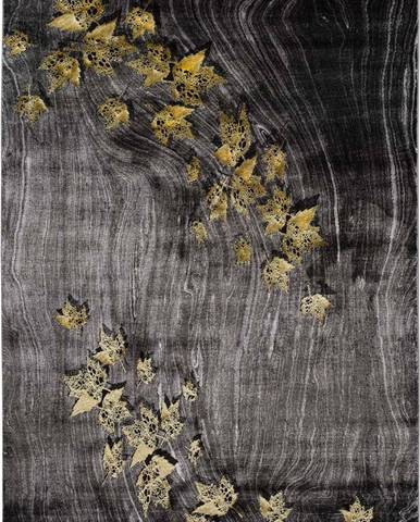 Tmavě šedý koberec Universal Poet Leaf, 140 x 200 cm