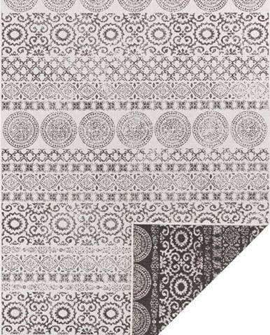 Hnědo-bílý venkovní koberec Ragami Circle, 120 x 170