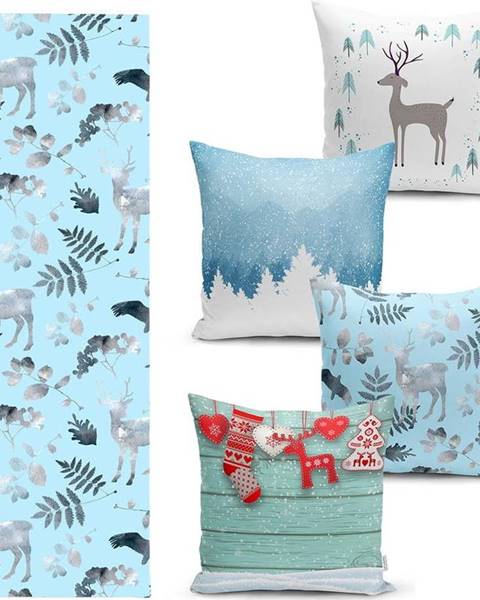 Minimalist Cushion Covers Sada 4 vánočních povlaků na polštář a běhounu na stůl Minimalist Cushion Covers Winter Wonderland