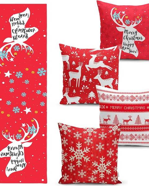 Minimalist Cushion Covers Sada 4 vánočních povlaků na polštář a běhounu na stůl Minimalist Cushion Covers Joy