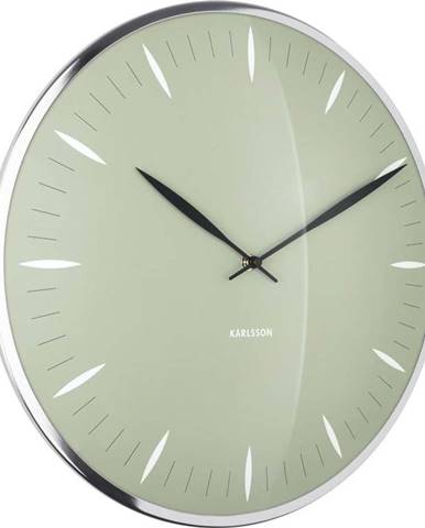 Zelené skleněné nástěnné hodiny Karlsson Leaf, ø 40 cm
