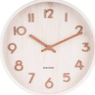 Bílé nástěnné hodiny z lipového dřeva Karlsson Pure Small, ø 22 cm