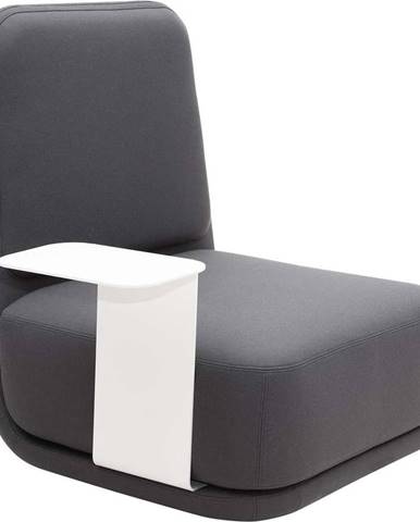 Tmavě šedé křeslo s bílým kovovým stolkem Softline Standby High + Side Table