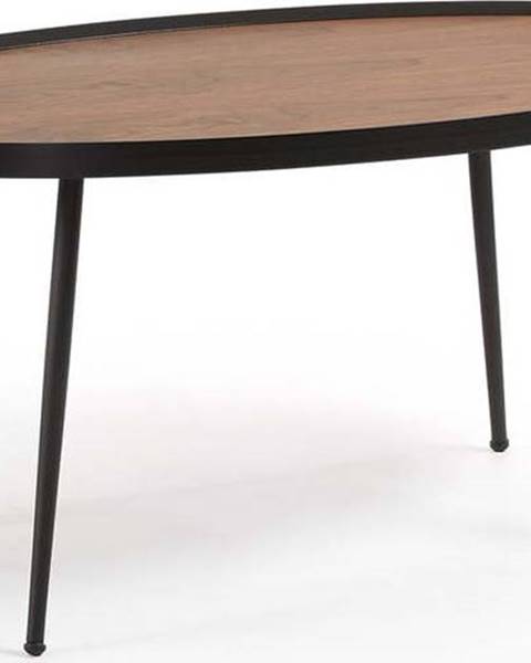 La Forma Černý konferenční stolek s deskou v ořechovém dekoru La Forma Kamelia