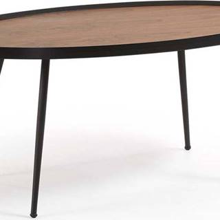 Černý konferenční stolek s deskou v ořechovém dekoru La Forma Kamelia