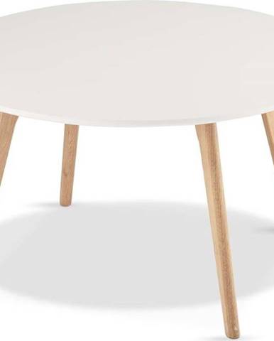 Bílý konferenční stolek s nohami z dubového dřeva Furnhouse Life, Ø 80 cm