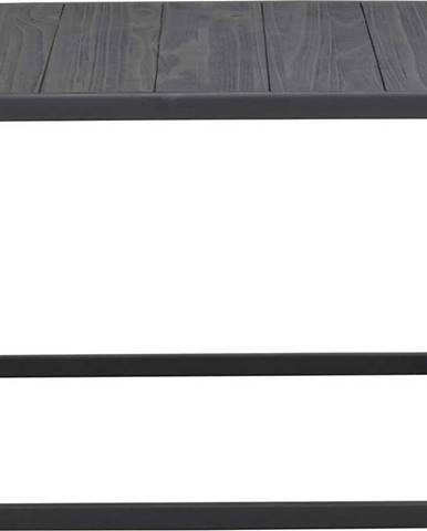 Černý odkládací stolek s deskou z borovicového dřeva Rowico Franky, 60 x 60 cm