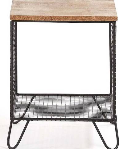 Černý odkládací stolek s deskou z mangového dřeva Kave Home Interni